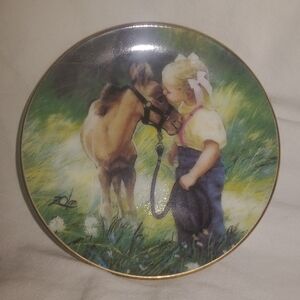 Vintage Zolan Country Friends Child Horse Painting Plate Miniature 1994